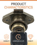 Close-up of Heavy Duty Desk Drawer Lock With Key Keeps Filing Cabinets Locked Up Tight Using Top Shelf Zinc Alloy Antique Bronze hardware.