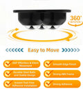 8 Pack Low Profile Adhesive Casters Delivers Smooth Cruising Action For Kitchen Heavyweights Like Blenders And Air Fryers With No Sweat Rolling Setup And Straight Up Dependable Grip In Matte Black, showing 360° rotation and durable design.
