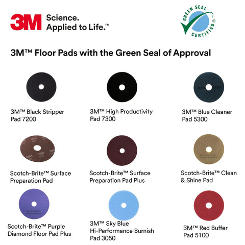 3M floor pads including Red 12 Inch Floor Buffer Pad For Spray Buffing And Light Scrubbing Gives You A Clean That Feels Fresh
