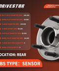Rear Left And Right Wheel Hub And Bearing Assembly For Ford Focus 2012 2018 With ABS Sensor 5 Lug Bolt Pattern Replacement Part