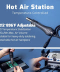 2 In 1 Soldering Iron Station And Hot Air Rework System With LCD Display, showing detachable hot air handpiece and control panel.