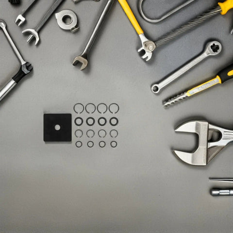 Kickass 17 Piece Impact Wrench Retaining Ring Kit With O ring Anvil Tool arranged on a gray surface, featuring sockets and tools.