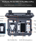 Waterproof Hard Case For DJI Mini 4 Pro Mini 3 Pro And RC Transmitters RC 2 RC N2 N1 Holds Up To Seven Batteries with Custom Padding