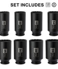 Deep Axle Nut Socket Set For One Half Inch Drive With 12 Point Design Extra Deep Impact Sockets 29mm To 39mm 8 Pack CR MO