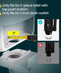Diagram showing 3 Inch Dual Flush Valve With Top Push Button Inside Tank Toilet Repair Kit For 2 Piece Toilets No More Leaks Quick Fix Running Water And Ghost Flush Model A2422M with a 3-inch drain outlet compatibility.