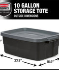Heavy Duty 10 Gallon Storage Totes With Lids 6 Pack Stackable Plastic Bins For Garage Attic And Camping Durable Black And Gray