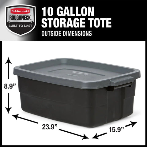 Heavy Duty 10 Gallon Storage Totes With Lids 6 Pack Stackable Plastic Bins For Garage Attic And Camping Durable Black And Gray
