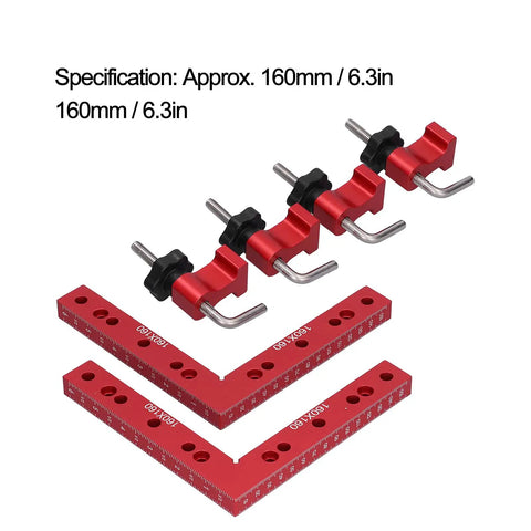 Straight Shooter Aluminum Woodworking Jig For Snap Tight Corner Clamping And Splicing 160X160Mm with red corner blocks