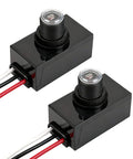 2 Pack Dusk To Dawn Photocell Light Sensor Outdoor Lighting Control Switch Black With Wired Connection Auto On Off For 120 To 277V US Systems
