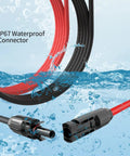 10 AWG Solar Panel Extension Cable Pair Three Feet Long Red And Black PV Wire With Male And Female Connectors Underwater