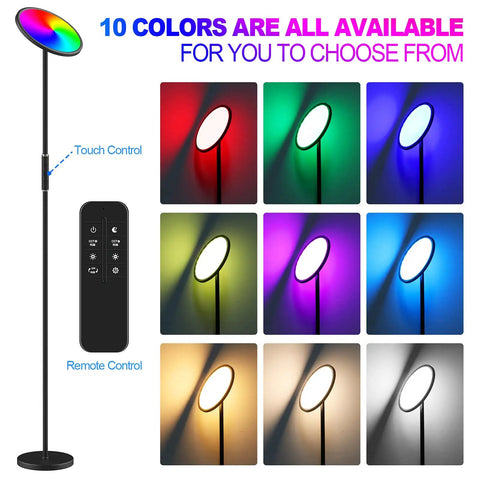Floor Lamp For Living Room With Dimmable Stepless Color Temperature RGBW Dope Color Changing Torchiere 2700K-6500K, remote control