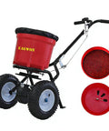 50 Pound Lawn And Fertilizer Spreader With Rustproof Poly Hopper And Epoxy Coated Frame, All Terrain Pneumatic Tires, Adjustable Drop Rate