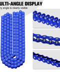 Multi-angle view of 35 Chain With Chain Breaker For Mini Bikes And Go Karts 140 Links Heavy Duty Chain, blue design displayed.