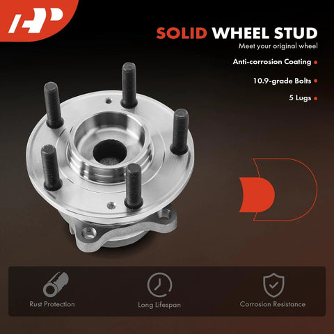 Beefed-Up Rear Wheel Bearing And Hub Assembly With ABS for Kia Sorento 2011 2015 and Hyundai Santa Fe 2007 2020 FWD, 5-lug hub