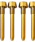 Upgrade Your Ride With These Gold 4 Pcs Alloy Disk Brake Pad Pins For Shimano Mt Series Bikes. M4x26mm retaining screws shown front view.