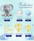 Too Cute Elephant Themed Cake Decor Set For Baby Birthday Cakes With Mini Elephants Blue And White Pearl Balls Hot Air Balloon Accents Oh Baby Cake Topper And Foam Ball Ornaments dimensions chart