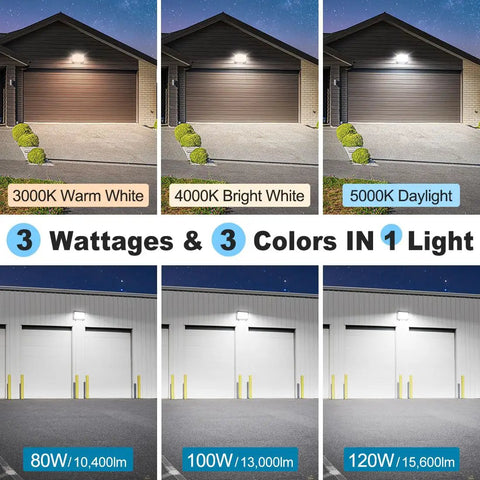 150W LED Wall Pack Light With Photocell Dusk To Dawn Outdoor Security Lighting color temperature and wattage options