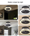Enclosed 16 Inch Flush Mount Ceiling Fan With Lights, Low Profile Dope Black And Brushed Nickel Finish in various color temps