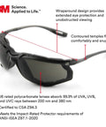 Virtua CCS Safety Glasses With Anti Fog Lens, Gray Lens, Black Frame, featuring wraparound design and adjustable temples.