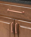 Six Pack Brushed Copper Cabinet Pulls Zinc Alloy Drawer Handles 7.56 Inch Center To Center on wooden kitchen cabinet