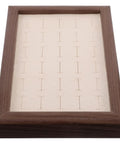 Solid Wood Earring Organizer And Ring Keeper Tray With Thirty Open Slots For Stashing Bracelets And Chains In A Rich Walnut Finish