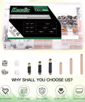 270 Piece 3 In 1 Cam Lock Nuts And Wood Dowel Pins Set For Cabinets Drawers Wardrobes And Furniture Panels Includes Connectors Nuts Bolts Screws And Fasteners In Silver in a transparent plastic box