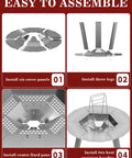 Beefy Heat Diffuser For 15 Inch Ranger Fire Pit And Portable Stove, 304 Stainless Steel With Detachable Legs, Assembly Diagram