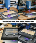 Laser Cutter Riser Set With Half Inch Precision Lift, 43mm Heavy Duty Magnet, Clear Acrylic Spacer and Metal Knurled Nut in use.