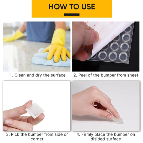 Twenty Pack Clear Silicone Bumper Blocks Rock Solid One Inch Heavy Duty Non Slip Furniture Pads application steps