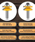 Three Piece Router Bit Set With Half Inch Shank For Round Over Raised Panel Cabinet Doors Ogee Rail And Stile Woodworking Bits