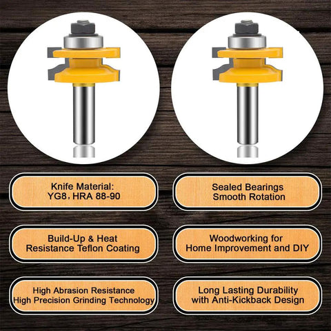 Three Piece Router Bit Set With Half Inch Shank For Round Over Raised Panel Cabinet Doors Ogee Rail And Stile Woodworking Bits