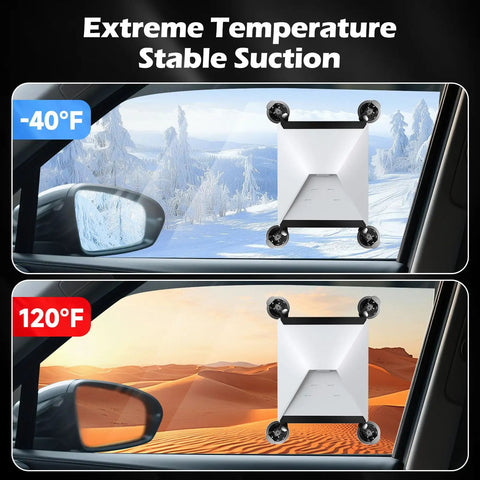Starlink Mini Mount With Locking Suction Cup And Anti Shake Tech No Assembly For Car RV Boat Easy Three Second Install On Sunroof Or Windows Scratch Resistant Starlink Mini Accessories installed on car window.