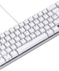 Solid Flex Compact Mechanical Gaming Keyboard With Heavy Aluminum Build Smooth Fox Switches Bright Per Key Rgb Full Nkro Support Uk Qwerty Mapping Sleek White Shell For Pro Setups with white keys and orange accent.