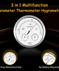 Big Five Point Two Inch Dial All In One Weather Station With Barometer Thermometer And Hygrometer, mechanical wall mount shown.