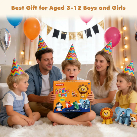 Family celebrating with Air Dry Clay Kit For Kids With 12 Animal Crafts Colorful Modeling Clay And Sculpting Tools Step By Step Tutorials Safe Nonstick Diy Art Set Kid Friendly Fun Easy To Use Perfect Gift For Ages Three To Twelve Boys And Girls.