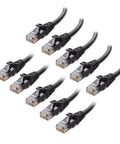 10Gbps Snagless Cat 6 Ethernet Cable Kit, 10 Pack, 10 Ft Length, Cat6 Cord, Ethernet Cord, Black, Beefy 24Awg Copper Wire, Ultra Fast LAN Cable