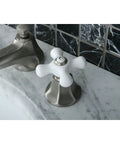 Close-up of New York 8 to 16 Inch Widespread Lavatory Faucet With Brass Pop Up Drain No Drip Ceramic Disc Cartridge.