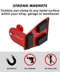 Red Magnetic Toolbox Shelf Set For Any Metal Surface, strong magnets, cushioned pads, no screws needed, heavy gauge steel