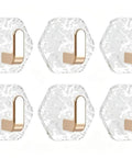 Slick Gold Hexagon Wall Hooks With Water Ripple Texture Premium Acrylic Self Adhesive Bathroom Towel And Vanity Organizers Smooth Install Holds Everything Down For Modern Living Room Slay Your Setup Routine 10 Pack displayed together.