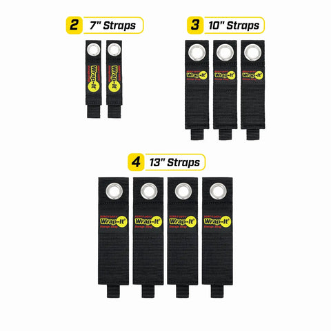 Heavy Duty Cord Straps 9 Pack For Garage Organization And Cable Management Assorted sizes 7, 10, 13 inch straps displayed