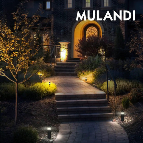Led Landscape Bollard Pathway Light 2W Low Voltage Outdoor Lighting Pack Of 2 illuminating a garden walkway at night