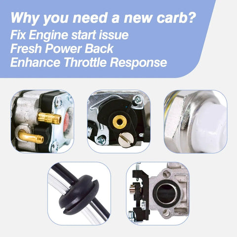Plug And Play Carb Kit For 43cc 47cc 49cc And 50cc 2 Stroke Scooters Dirt Bikes Pocket Bikes Easy Install Replace Carb text and parts