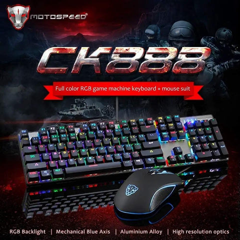 Top Tier Legit Gaming Mechanical Keyboard And Adjustable DPI Mouse Combo With Long Wired Cable For PC Laptop Desk Setup Featuring RGB LED Backlights and Non Slip Grip Pad.