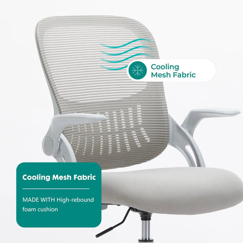 Drafting Chair For Standing Desks With Flip Up Arms, Counter Height Adjustable, Ergonomic Mid Back Mesh Chair, cooling fabric
