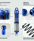 4 Piece Aluminum RC Shocks Kit For 1 To 18 Traxxas LaTrax Teton Desert Prerunner Front And Rear Oil Filled Big Bore Dampers features