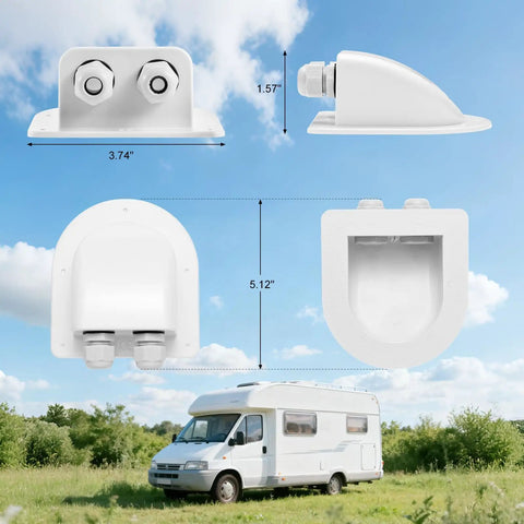 Dual Waterproof Solar Cable Entry Gland For RV And Boat Built Tough With IP68 Rating And Silicone Gasket Keeps Solar Connections Safe From Water Dust And Corrosion, white 3.74 x 5.12 in