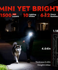Person walking a dog at night using Rechargeable 1500 Lumen Pocket Flashlight With Magnetic Base And Clip Your Go To EDC Light