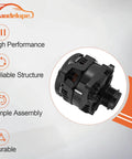 Heavy Duty 330 Amp High Output Alternator Fits Ford F150 Pickup With 5.0L And 3.3L Engines 2011 To 2020, close-up view of aluminum structure.