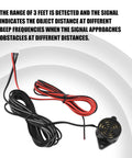 360 Degree Parking Sensor System No Drill Installation With Buzzer Alert wiring harness and sensor in black and red cables