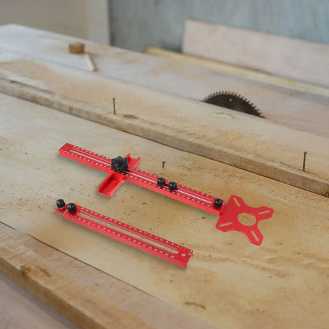 Heavy Duty Aluminum Alloy Router Circle Cutting Jig And Milling Groove Bracket Base Plate Fixture For Woodworking Cabinets Hardware, red on plywood